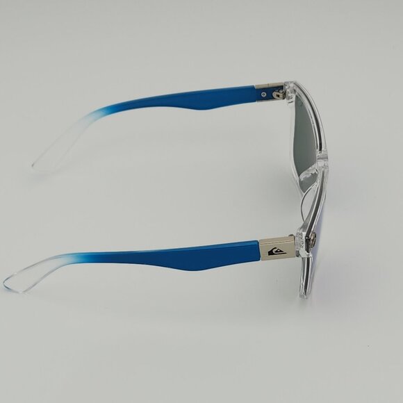 Quiksilver Round Flat Lens Sunglasses Clear Frame Blue Arms Blue-Mirror Lens - Picture 10 of 12